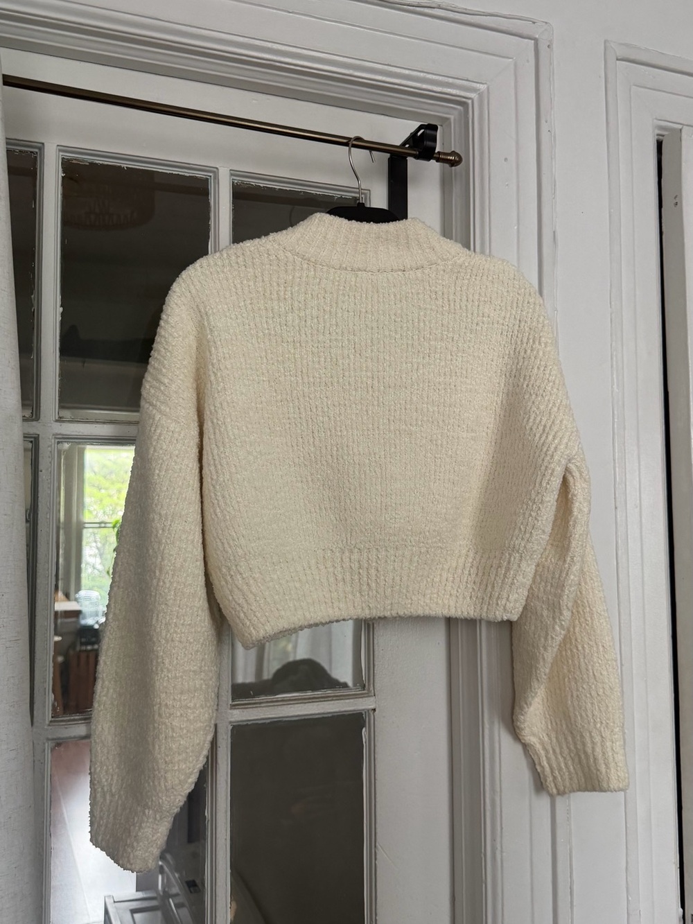 House of CB Cream Cropped Bouclé Cardigan with Patch Pockets - Picture 3 of 3